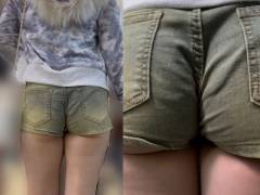 ショートパンツに生足スタイルの美人お姉さん