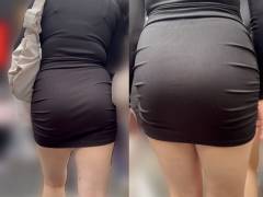 ムチムチしたお尻がセクシーなタイトワンピース美女