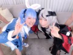 ちっパイパンコスプレイヤーアへ顔ダブルピースならぬハメ顔フタリピース中出し絶頂スプラッシュ