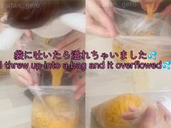 パスタを袋に吐いたら溢れちゃった（汗）