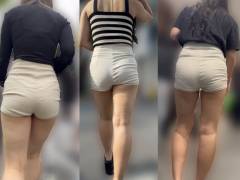 白ショートパンツに生足が魅力なギャル3人セット