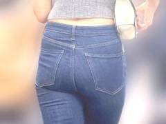 長身色白スーパー爆尻降臨！ムッチリエロボディにガチパッツンしまくるデカ尻をムニュらせ男を挑発！ 下品な王道デニム お姉さん編