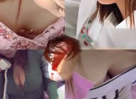 胸チラッ透けブラジャー素人OLアルバイト巨乳デカパイ貧乳ペチャパイ美乳８人。個人撮影
